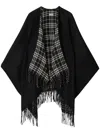 Burberry Wool Reversible Check Cape In Black