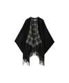 Burberry Fringed Reversible Wool Cape In Black