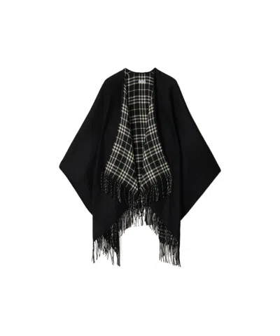 BURBERRY BURBERRY REVERSIBLE CHECKED FRINGED CAPE