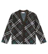 Burberry Checked Wool Cardigan In Brown