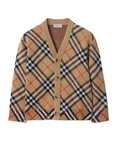 Burberry Kids' Check Wool Cardigan In Multicolor
