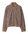 Burberry Check Print Wool Blend Harrington Jacket In Brown