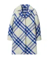 Burberry Checked Wool Coat In Blue