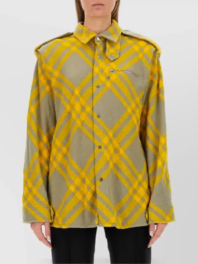 Burberry Checked Wool Fitted Jacket In Animal Print