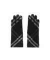 Burberry Check Wool Gloves In Black