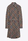 Burberry Waist Belted Shirt Dress With Checked Pattern In Beige