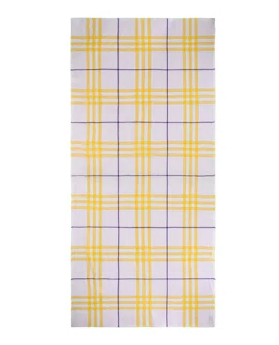Burberry Checked Wool Scarf In Purple