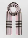 Burberry Checked Wool Scarf Fringed Edges In Brown