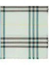 Burberry Checked Wool Scarf In Green