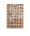 Burberry Equestrian Knight Motif Checked Frayed-edge Scarf In Nude