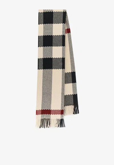 Burberry Checked Wool Scarf In Multi