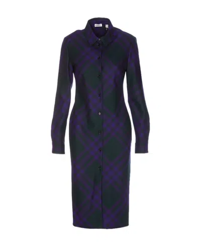 BURBERRY BURBERRY LONG SLEEVED CHECKED SHIRT DRESS