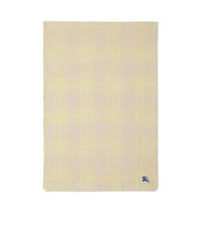 Burberry Checked Wool-silk Reversible Scarf In Nude