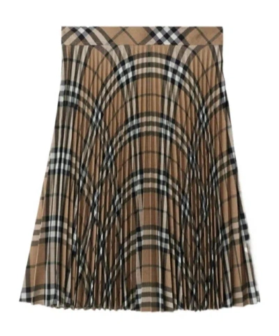 Burberry Check Pattern Pleated Skirt In Multi