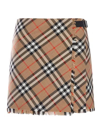 BURBERRY CHECKED WOOL SKIRT