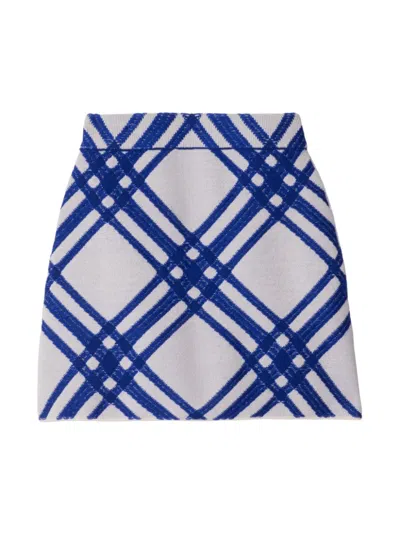 Burberry Kids Laura Knit Check Wool Skirt In Multi