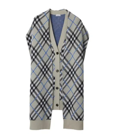 Burberry Checked Wool Sweater In Gray