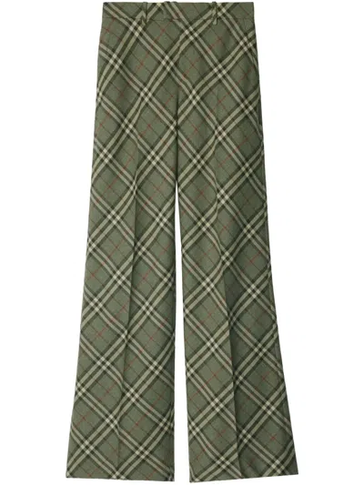 BURBERRY CHECKED WOOL TAILORED TROUSERS