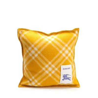 Burberry Checked Wool Throw Cushion In Yellow