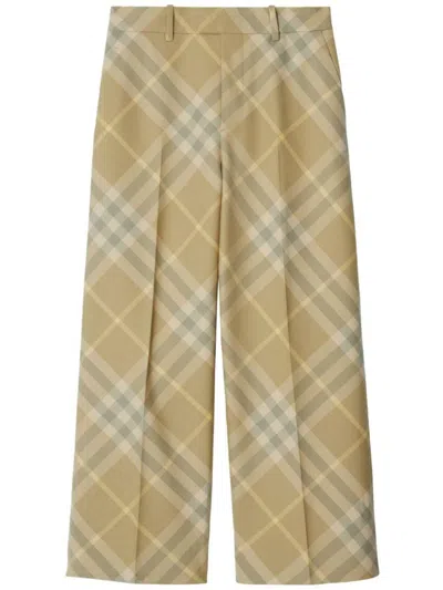 Burberry Checked Wool Trousers In Multi