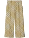 Burberry Check Wool Straight Pants In Beige
