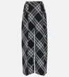 格纹羊毛阔腿裤