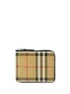 Burberry Checked Zip-around Wallet In Beige