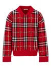 Burberry Checked Zip-up Bomber Jacket In Red