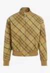 Burberry Check Motif Zip-up Bomber Jacket In Yellow