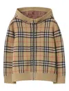 Burberry Childrens Check Wool Zip Hoodie In Brown