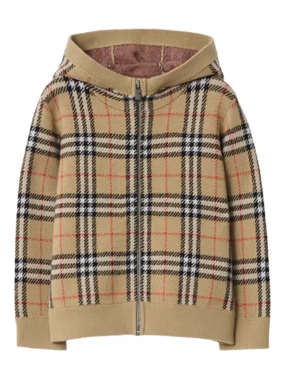 BURBERRY CHECKED ZIPPED CARDIGAN