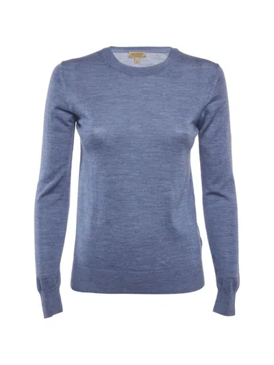 Pre-owned Burberry Check-elbow-patch T-shirt In Blue