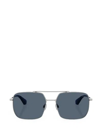 Burberry Check-engraved Pilot-frame Sunglasses In Silver