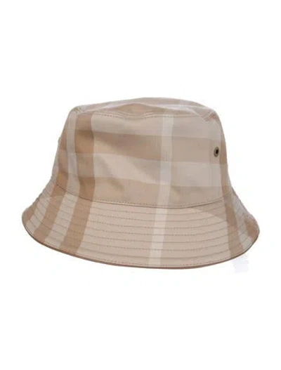 Pre-owned Burberry Checker Bucket Hat In Neutral