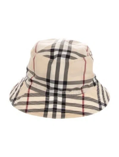 Pre-owned Burberry Checker Bucket Hat In Neutral