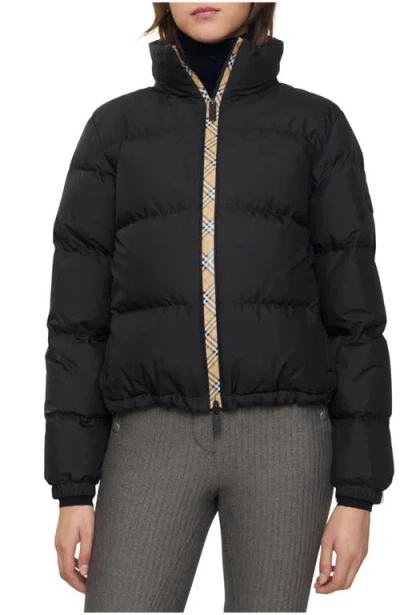 Burberry Checker-tape Ambleside Puffer Jacket In Black