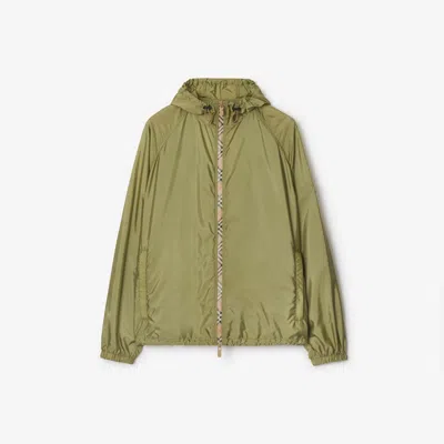 Burberry Men Nylon Jacket With Ekd Patch In Green