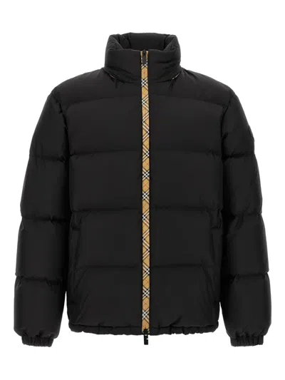 Burberry Checker-tape Snowdon Padded Jacket In Black