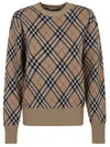 Burberry Checkered Beige Wool Blend Sweater In Multi