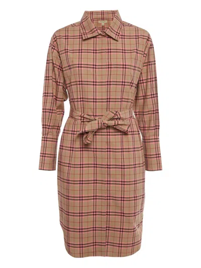 Pre-owned Burberry Checkered Button-down Shirt Dress In Neutral