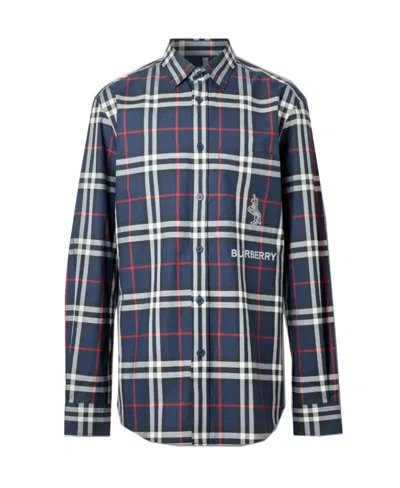 Burberry Checkered Button Shirt In Black