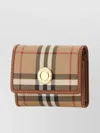 BURBERRY CHECKERED CANVAS AND LEATHER SMALL WALLET