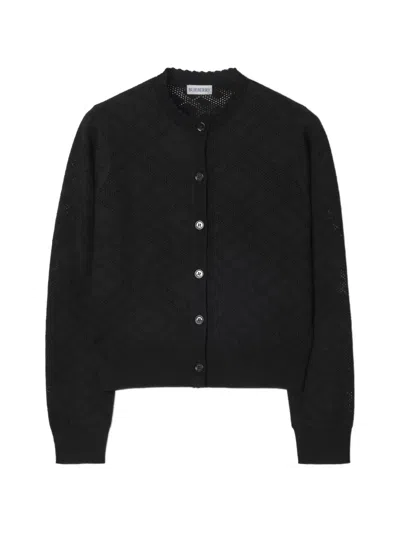 Burberry Checkered Cardigan In Black