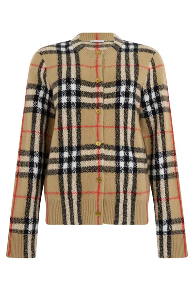 Burberry Checkered Cashmere Pullover Sweater In Brown
