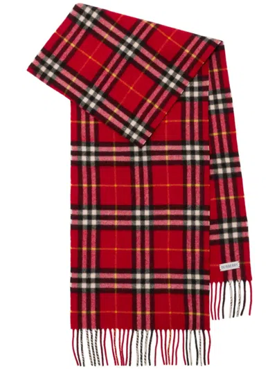 Burberry Checkered Cashmere Scarf In Red