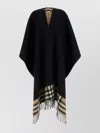 BURBERRY CHECKERED CASHMERE WOOL CAPE