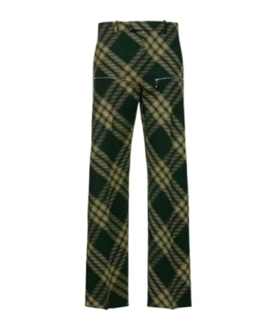 Burberry Checked Wool Twill Straight Pants In Multicolor