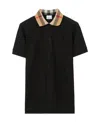 Burberry Cody Polo Shirt With Check Collar In Blue