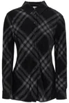 Burberry Long Flannel Shirt With Checkered Motif In Multicolor