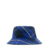 Burberry Checkered Cotton Bucket Hat In Blue